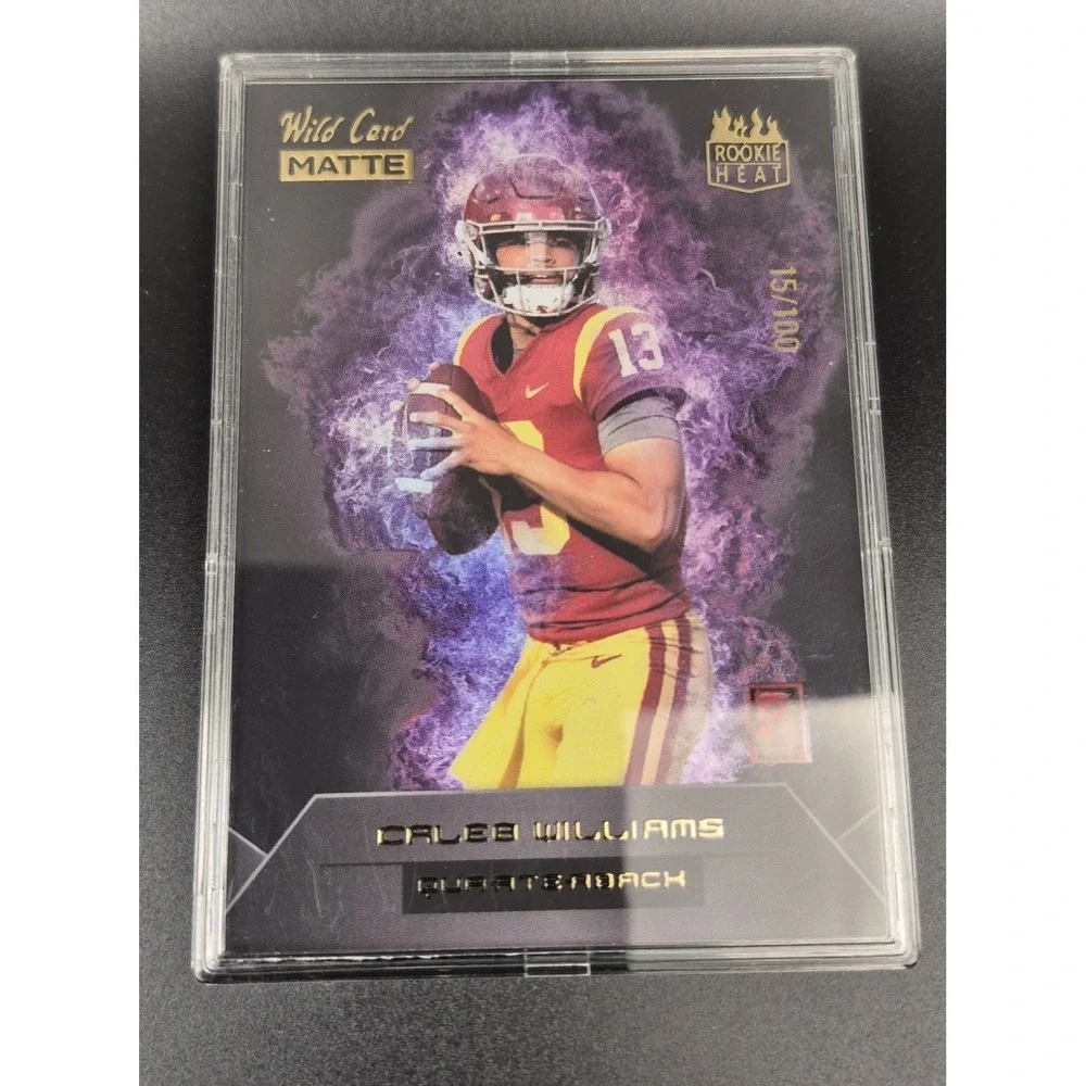 2023 Wild Card Matte Caleb Williams ##RH-CW Rookie Heat Purple Smoke /100